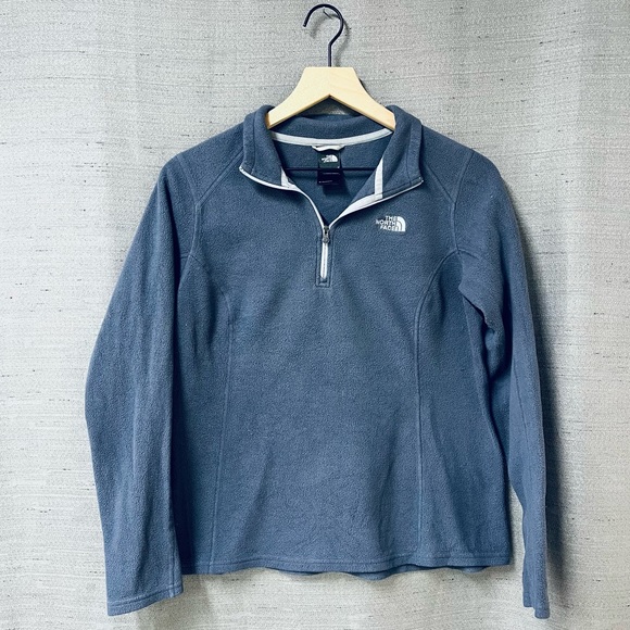 The North Face Steel Blue Fleece Quarter Zip Pullover Women’s Large - Picture 2 of 7